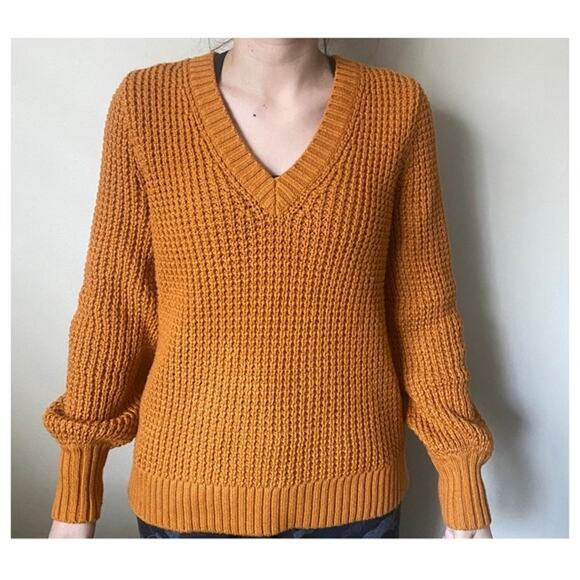 J. Crew chunky thick knit fall color orange sz XL comfy sweater preppy casual - Picture 2 of 9
